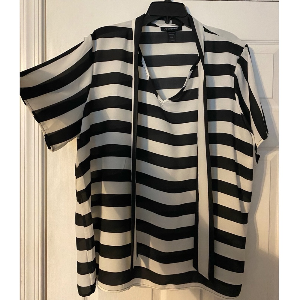 *New* striped sheer blouse w/ attached tie